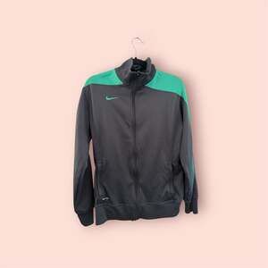 Nike Dri-Fit Full-Zip Track Jacket Charcoal Grey with Green Accents Size Large